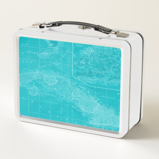 Blue Cuba Map Metall Lunch Box (Rückseite)