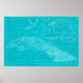 Blue Cuba Map Poster (Vorne)