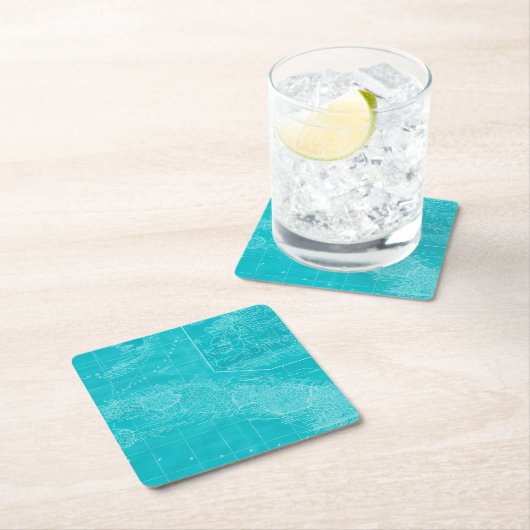 Blue Cuba Map Rechteckiger Pappuntersetzer (Vor Ort)