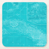 Blue Cuba Map Rechteckiger Pappuntersetzer (Vorderseite)