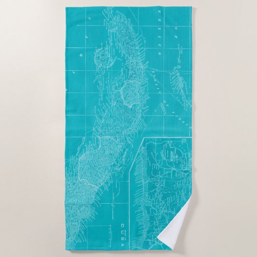 Blue Cuba Map Strandtuch (Vorderseite)