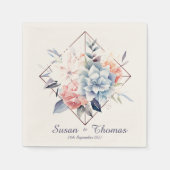Blue Cube-Flower-2: Personalized Wedding Napkins Serviette (Vorderseite)