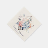 Blue Cube-Flower-2: Personalized Wedding Napkins Serviette (Ecke)