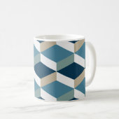 Blue Cubes: Geometrisches nahtloses Muster Kaffeetasse (VorderseiteRechts)