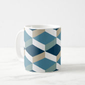 Blue Cubes: Geometrisches nahtloses Muster Kaffeetasse (Vorderseite Links)