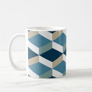 Blue Cubes: Geometrisches nahtloses Muster Kaffeetasse