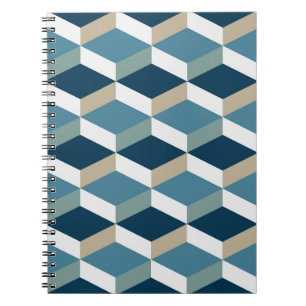 Blue Cubes: Geometrisches nahtloses Muster Notizblock