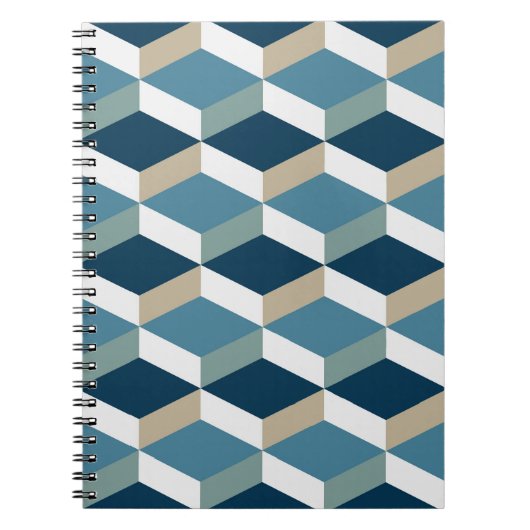 Blue Cubes: Geometrisches nahtloses Muster Notizblock (Vorderseite)