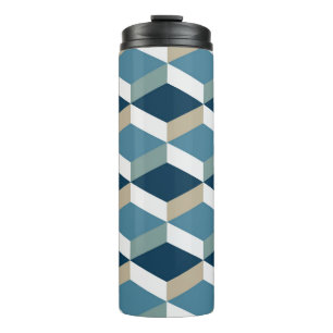 Blue Cubes: Geometrisches nahtloses Muster Thermosbecher