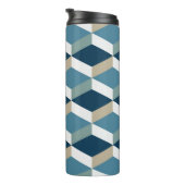 Blue Cubes: Geometrisches nahtloses Muster Thermosbecher (Nach rechts gedreht)