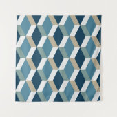 Blue Cubes: Geometrisches nahtloses Muster Wandteppich (Vorderseite (Horizontal))