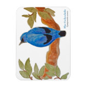 Blue Cuckoshrike on Branch Watercolor Bird Magnet (Vertikal)