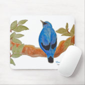 Blue Cuckoshrike Watercolor Bird Mousepad (Mit Mouse)