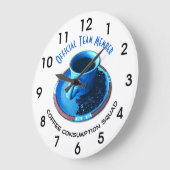 Blue Cup, Black Coffee, Saucer und Bohnen Große Wanduhr (Winkel)