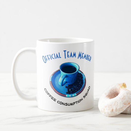 Blue Cup Saucer Kaffeeliebhaber Vorlagentext Kaffeetasse (Mit Donut)