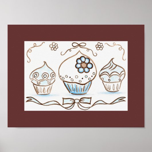 Blue Cupcake Art Poster Print (Vorne)