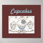 Blue Cupcake Art Poster Print (Vorne)