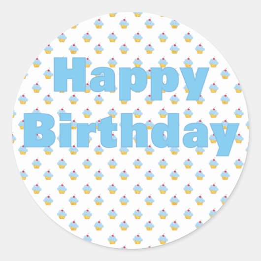 Blue Cupcake Birthday Sticker (Vorderseite)