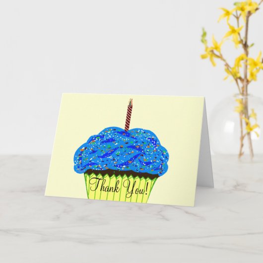 Blue Cupcake Geburtstag Vielen Dank Karten (Gelbe Blume)