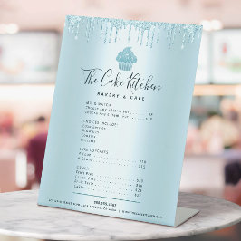 Blue Cupcake Glitzer Tropfens Bäckerei Menü Preisl Sockelschild