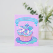 Blue Cupcake~Good Gift Scripte Postcard Postkarte (Stehend Vorderseite)