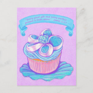 Blue Cupcake~Good Gift Scripte Postcard Postkarte