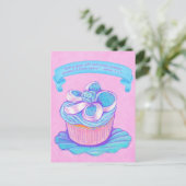 Blue Cupcake~Good Gift Scripte Postcard Postkarte (Stehend Vorderseite)