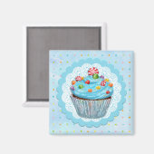 Blue Cupcake Magnet (Vorderseite/Rückseite)