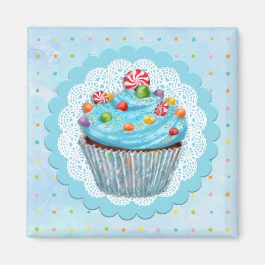 Blue Cupcake Magnet (Vorne)