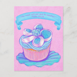 Blue Cupcake~Meek Eat Scripte Postkarte