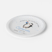 Blue cupcake Pinguin Junge Geburtstag Paper Plate Pappteller (Schrägansicht)