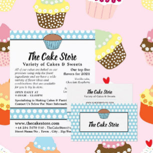 Blue Cupcake & Polka Dot, Cake Maker, Cake Store Visitenkarte