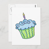Blue Cupcake Postkarte (Vorne/Hinten)