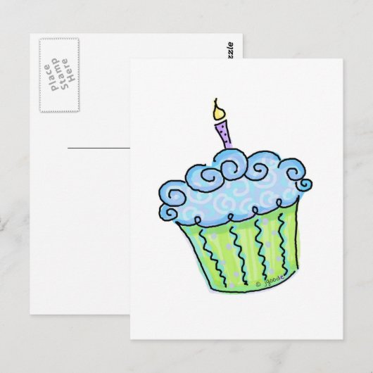 Blue Cupcake Postkarte (Vorne/Hinten)