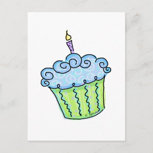 Blue Cupcake Postkarte (Vorderseite)