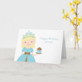 Blue Cupcake Princess Birthday Karte (Gelbe Blume)