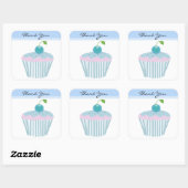 Blue Cupcake Vielen Dank Quadratischer Aufkleber (Blatt)