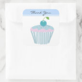 Blue Cupcake Vielen Dank Quadratischer Aufkleber (Tasche)