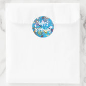 Blue Cupcakes 'Happy Birthday ' weiße Aufkleber (Tasche)
