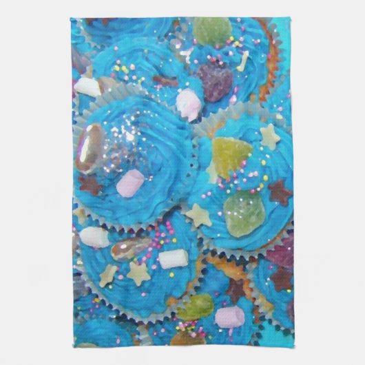 Blue Cupcakes Küchentücher (Vertikal)