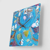Blue Cupcakes 'Numbers' Uhr Quadrat (Winkel)