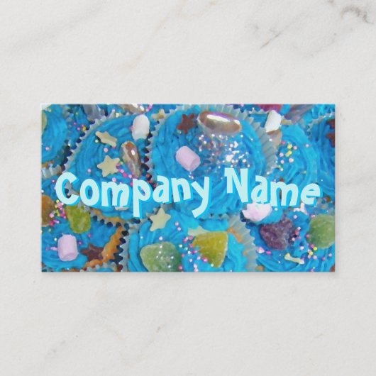 Blue Cupcakes Vordertext Visitenkarte blau (Vorderseite)