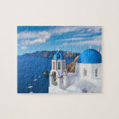 Blue Cupola Church Ocean View Oia Santorini Griech Puzzle (Horizontal)