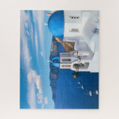 Blue Cupola Kirche Ocean View Oia Santorini Griech Puzzle (Vertikal)