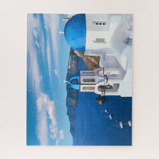 Blue Cupola Kirche Ocean View Oia Santorini Griech Puzzle (Vertikal)