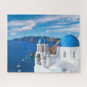 Blue Cupola Kirche Ocean View Oia Santorini Griech Puzzle (Horizontal)