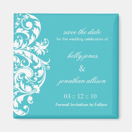 Blue Curacao Save the Date Wedding Magnet (Vorne)