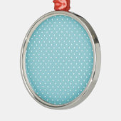Blue-Curacao und White-Polka-Dots Ornament Aus Metall (Links)