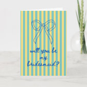 Blue Cursive + Aqua & Yellow Bridesmaid Proposal Karte (Vorderseite)