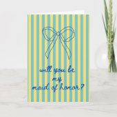 Blue Cursive + Aqua & Yellow Maid of Honor Karte (Vorderseite)
